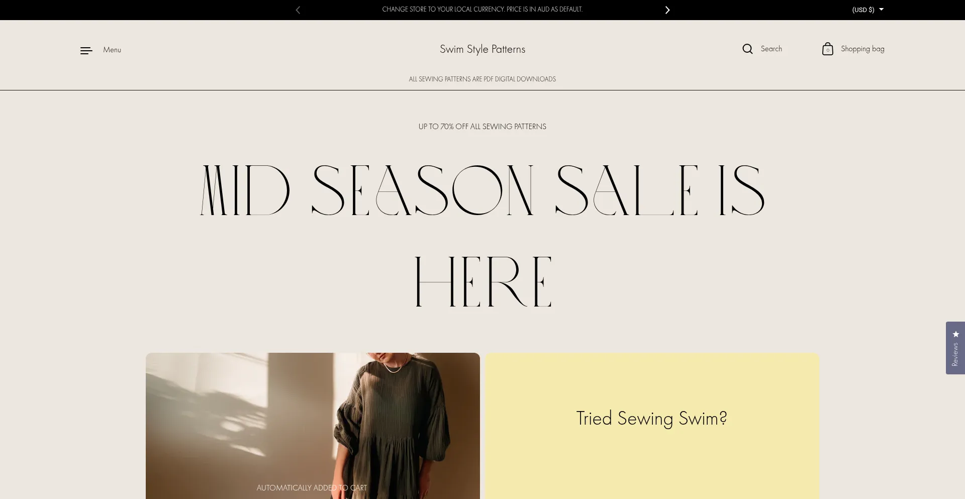Website screenshot of Swimstyle.com.au