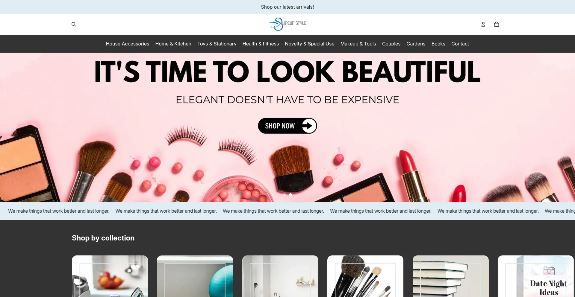 Website screenshot of Swipeupstyle.com