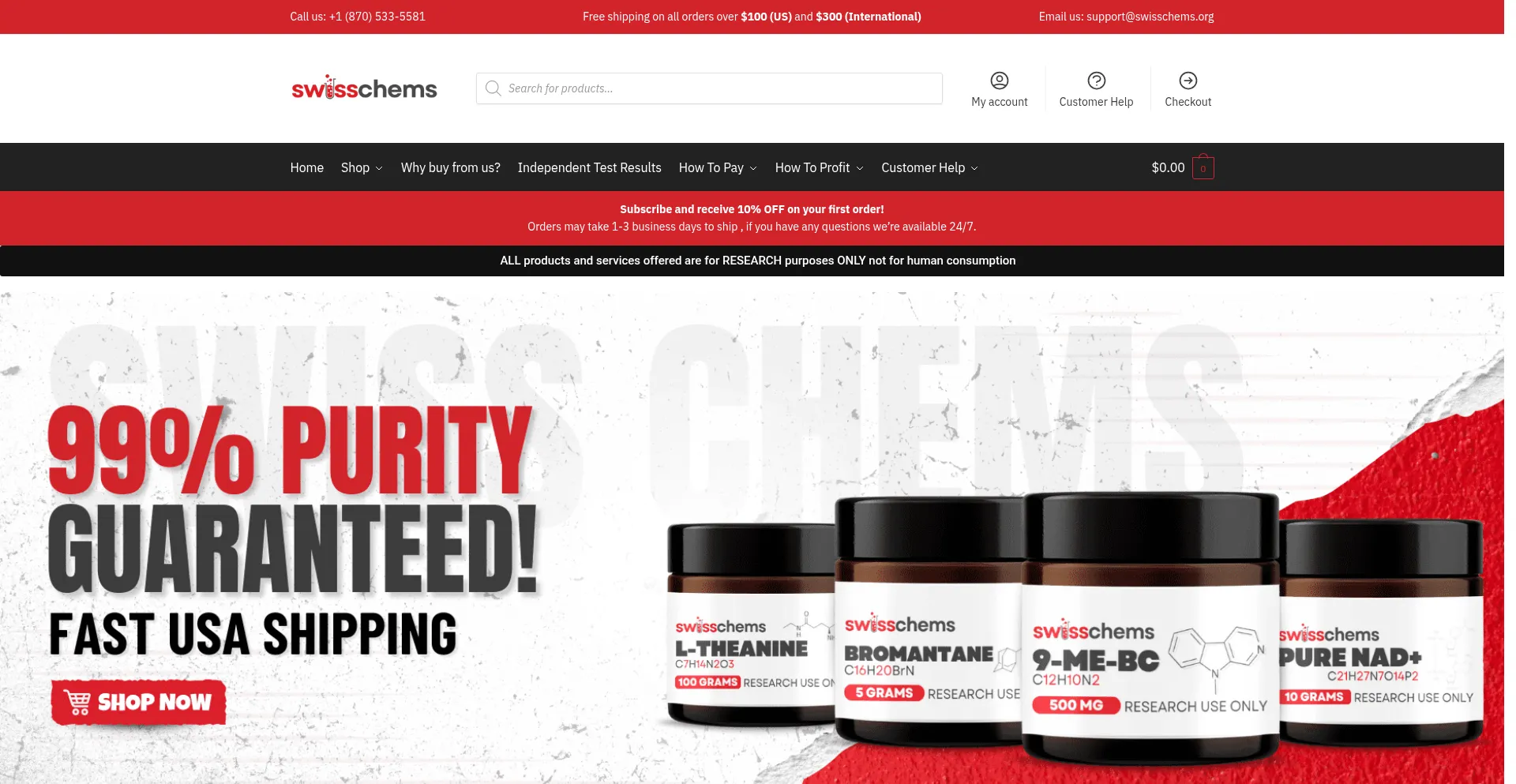 Website screenshot of Swisschems.org
