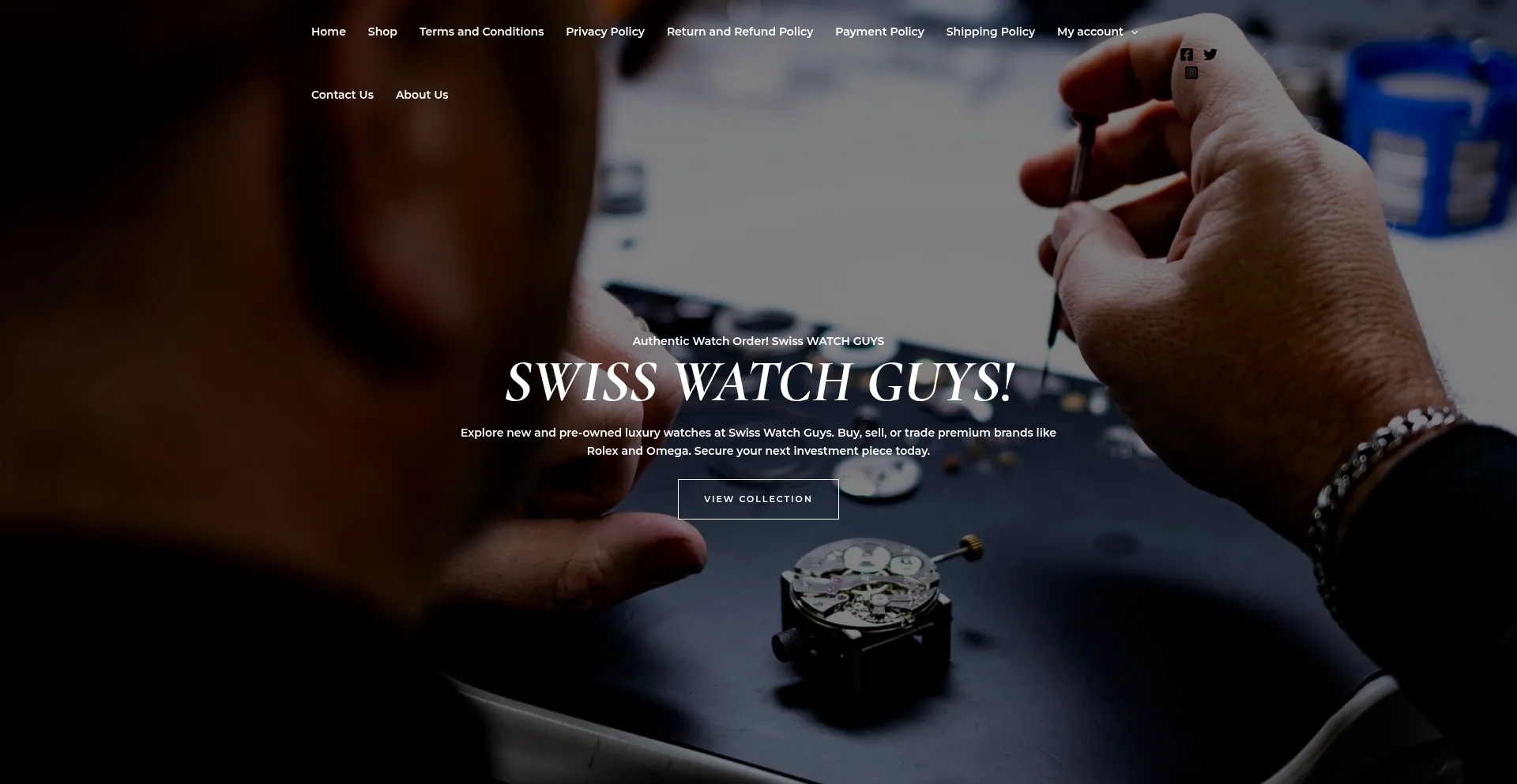 Website screenshot of Swisswatchguys.com
