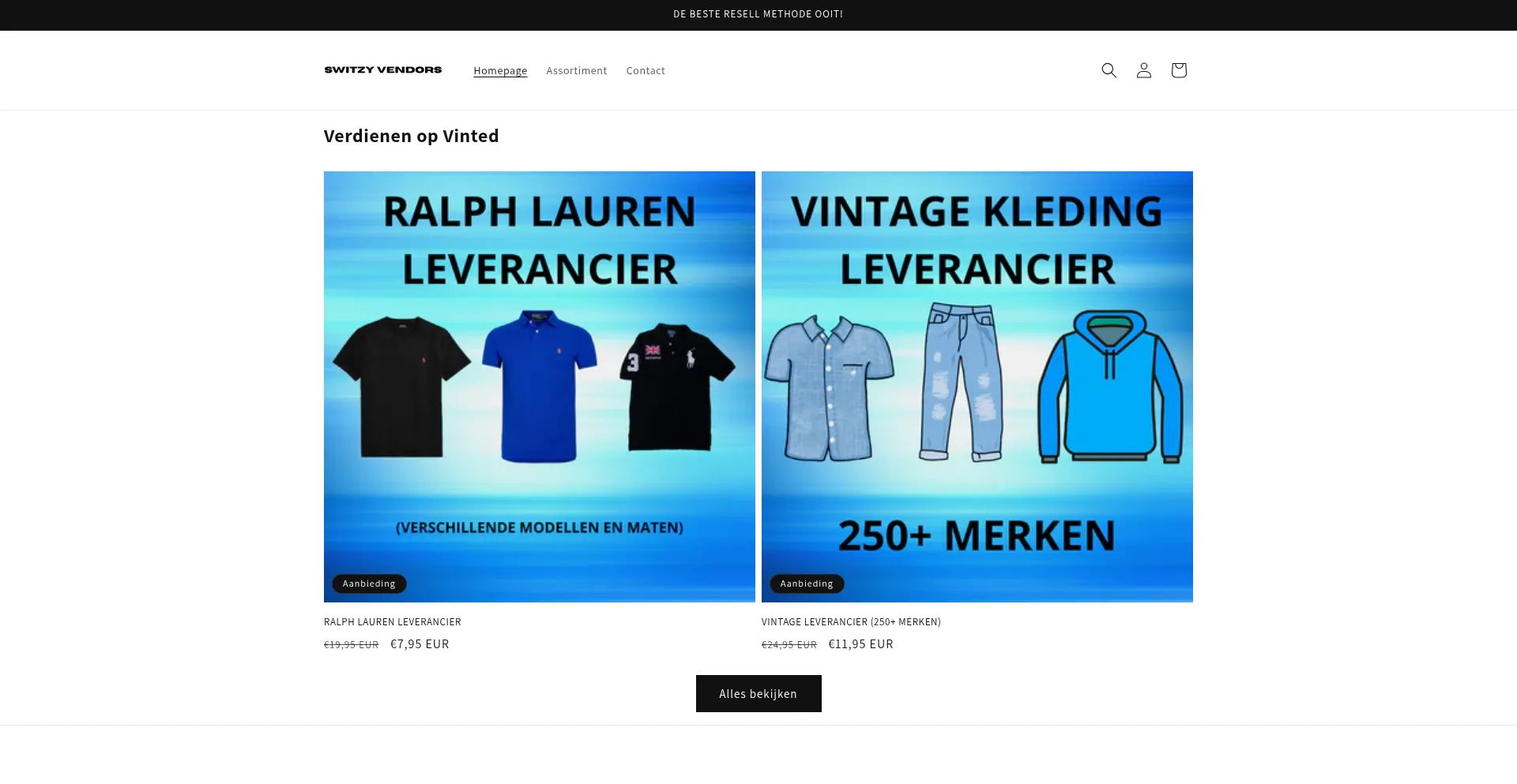 Website screenshot of Switzyvendors.com