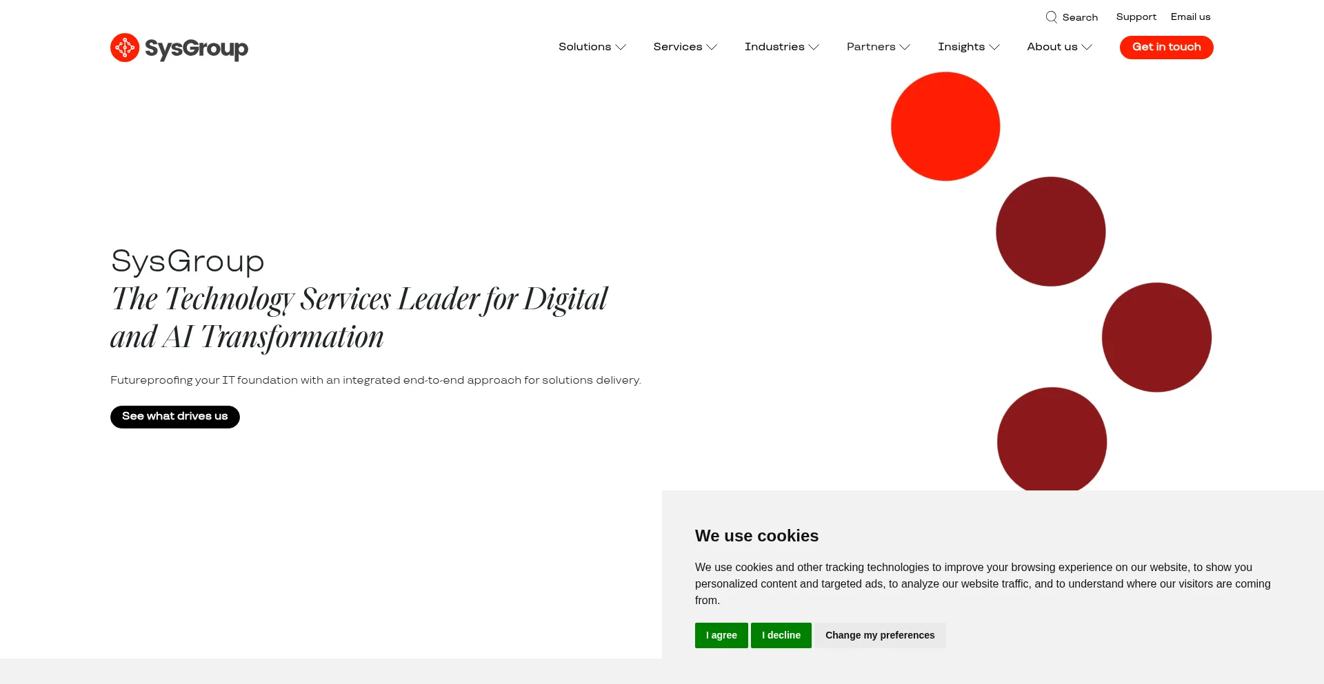 Website screenshot of Sysgroup.com
