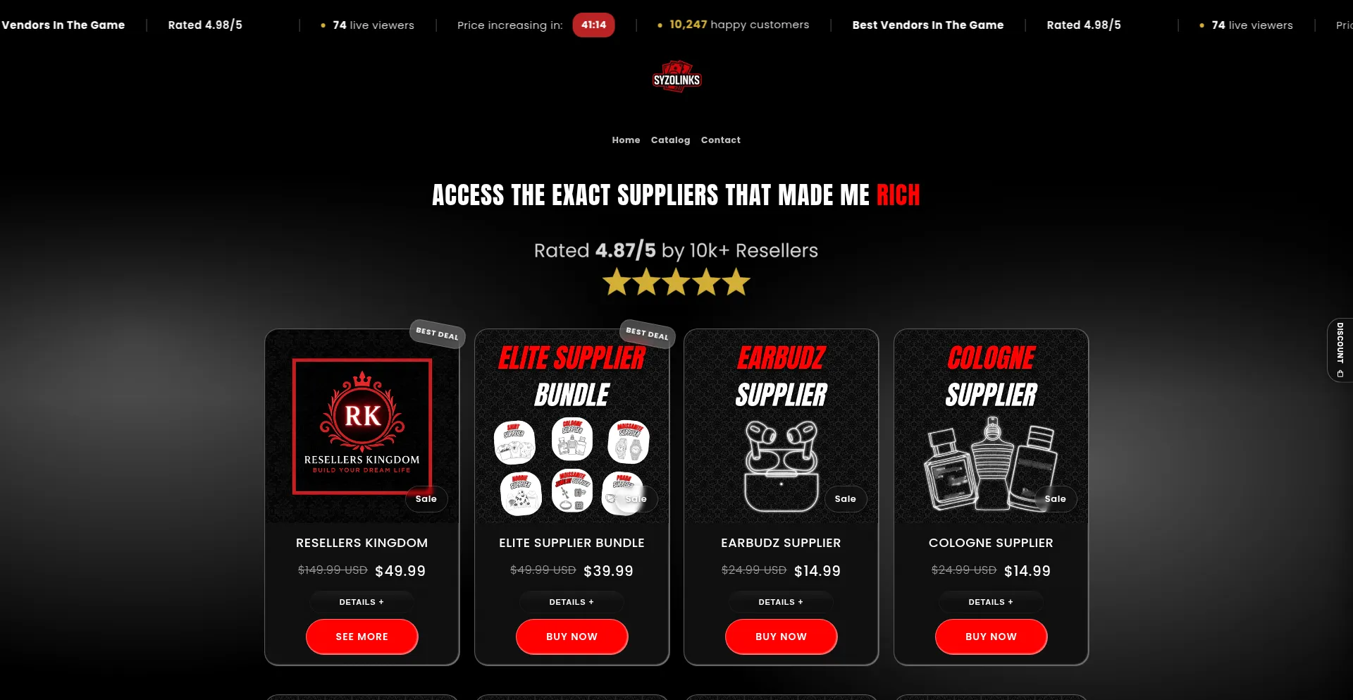 Website screenshot of Syzolinks.com
