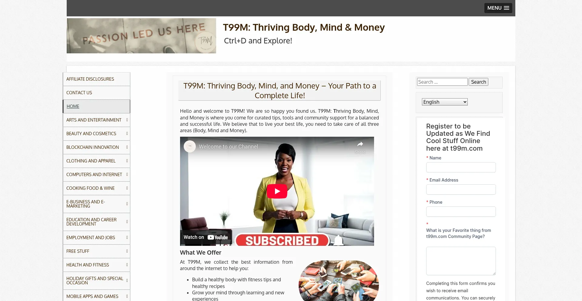 Website screenshot of T99m.com