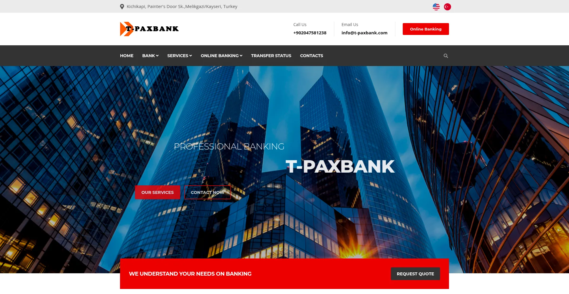 Website screenshot of T-paxbank.com
