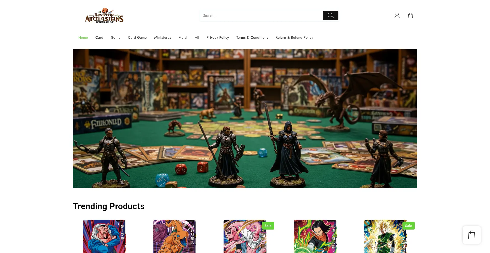 Website screenshot of Tabletopcrafters.com
