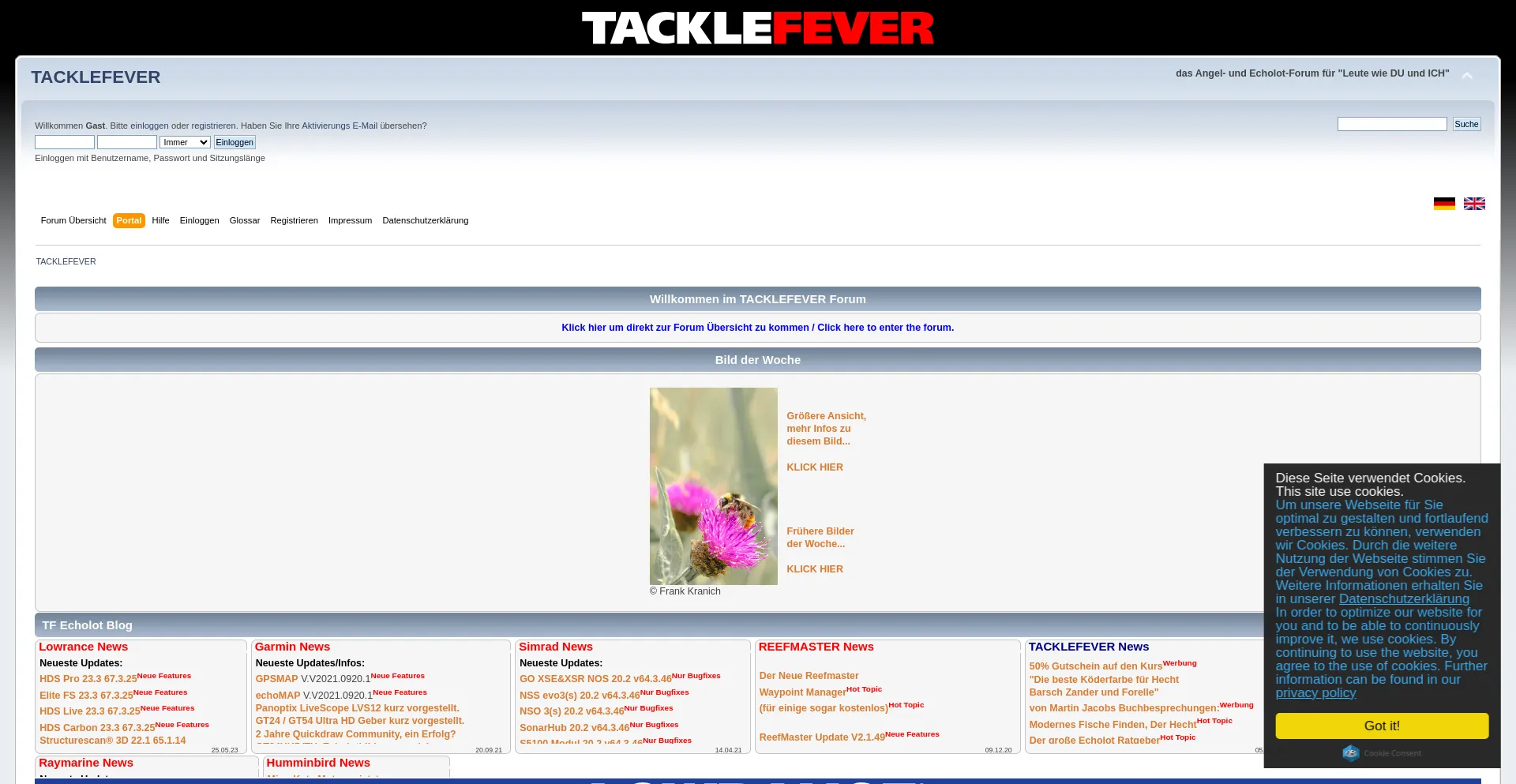Website screenshot of Tacklefever.de