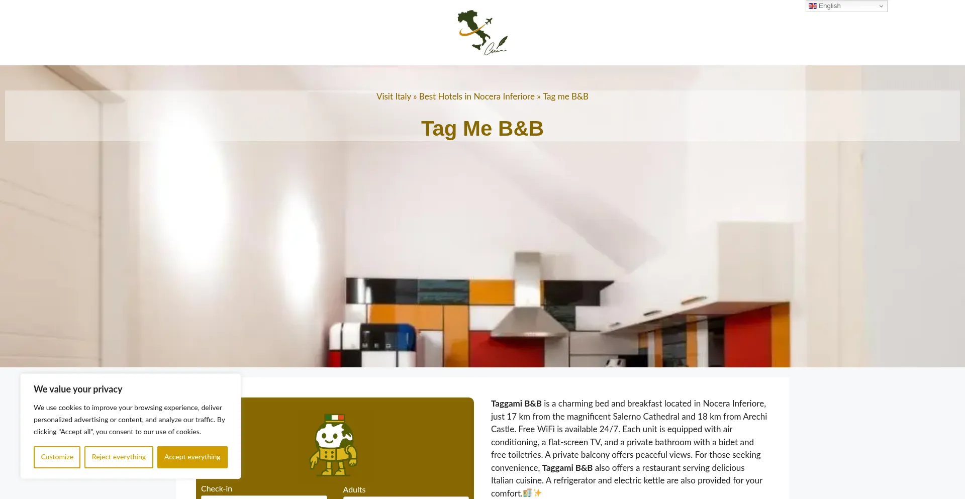 Website screenshot of Taggami-bb.dreaminginrome.com