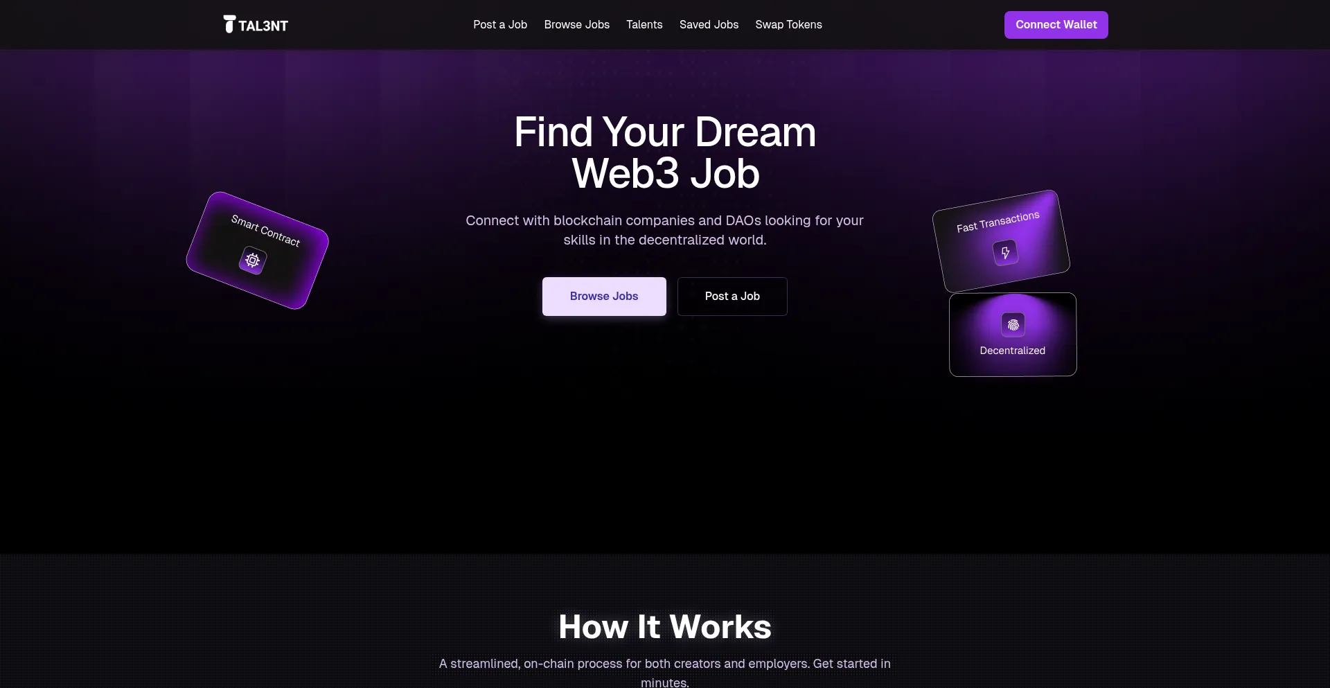 Website screenshot of Tal3nt.xyz