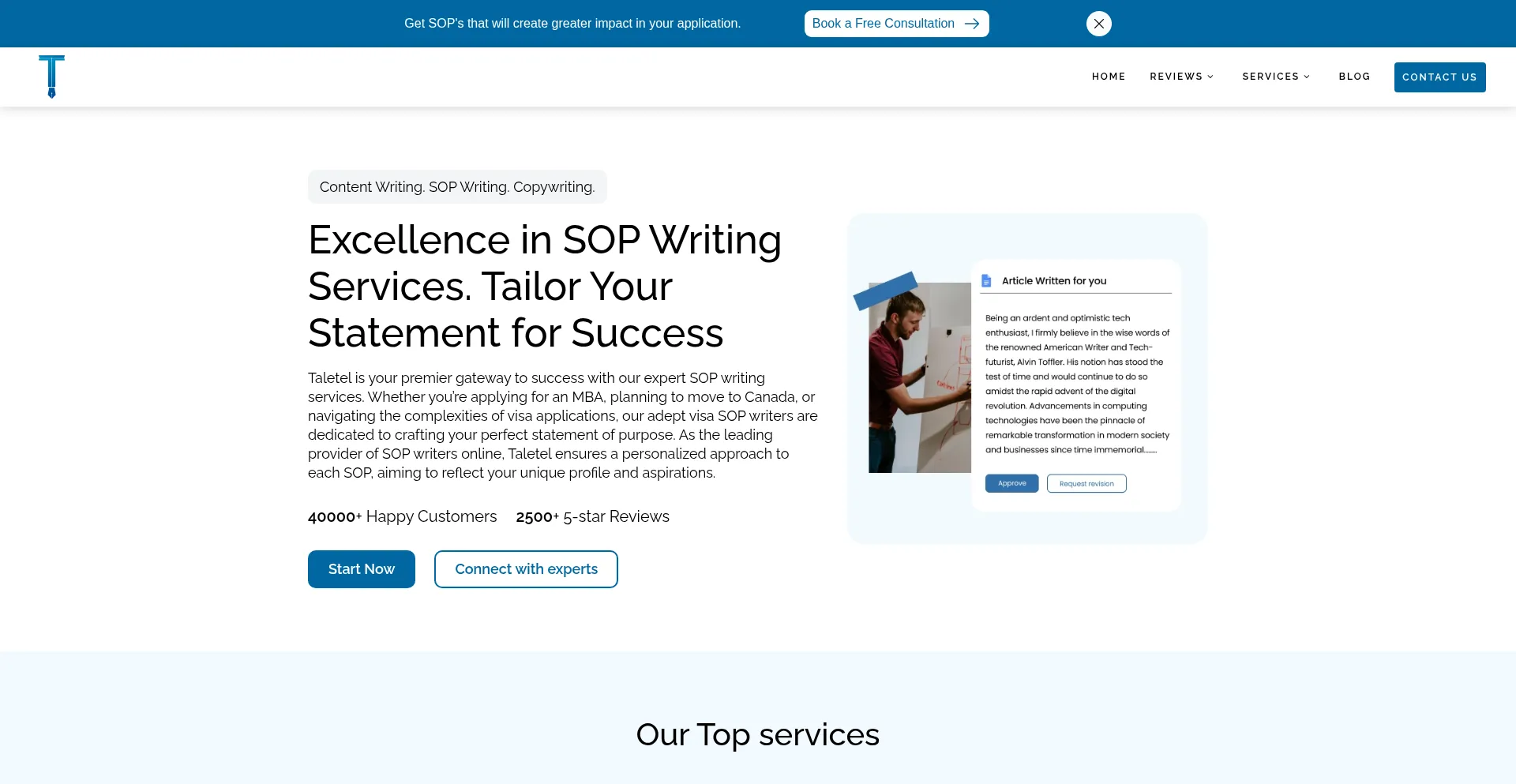 Website screenshot of Taletel.com