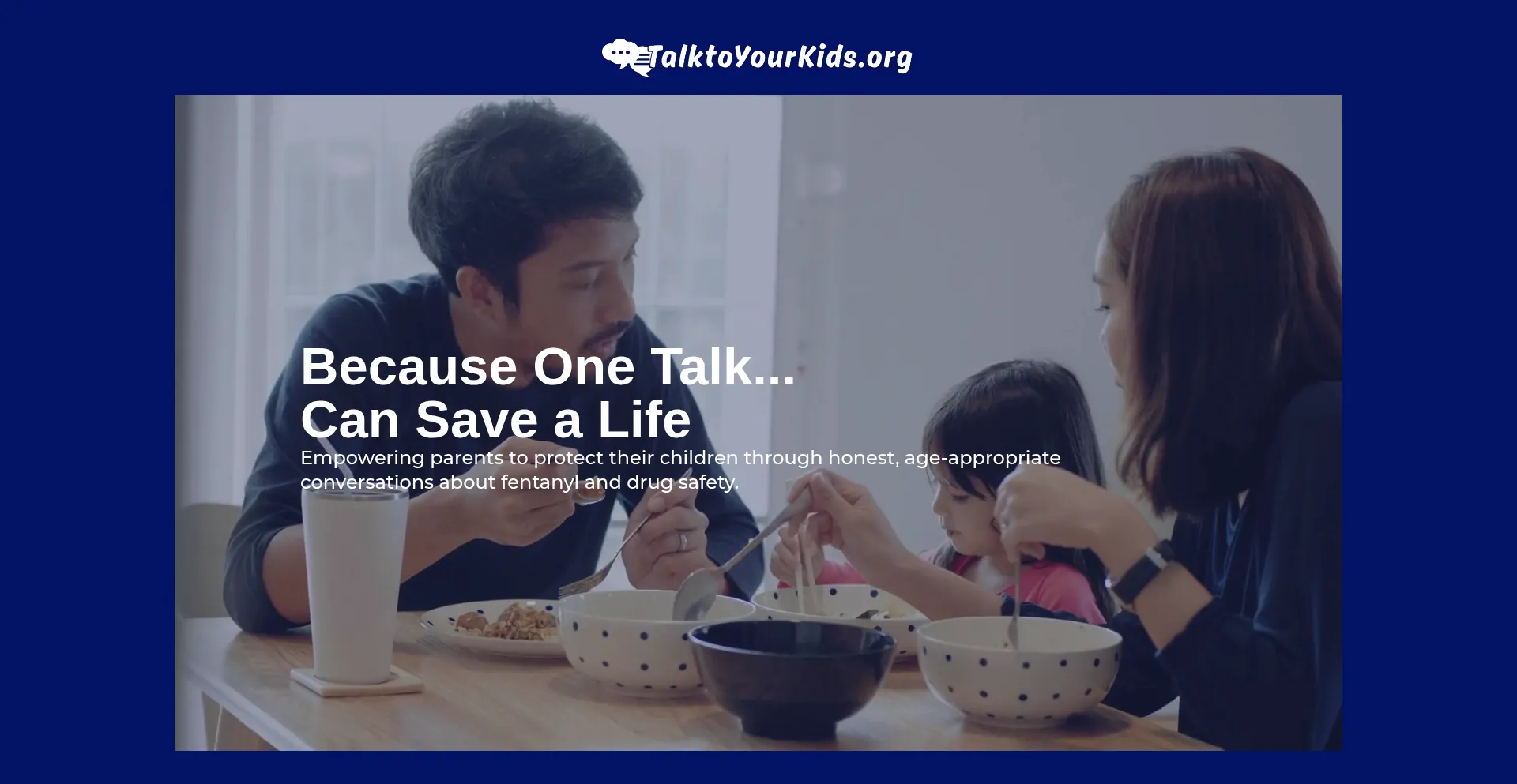Website screenshot of Talktoyourkids.org
