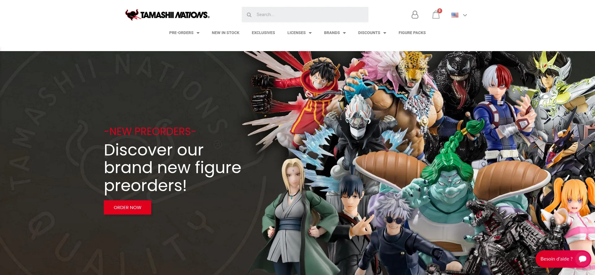 Website screenshot of Tamashiinations.fr