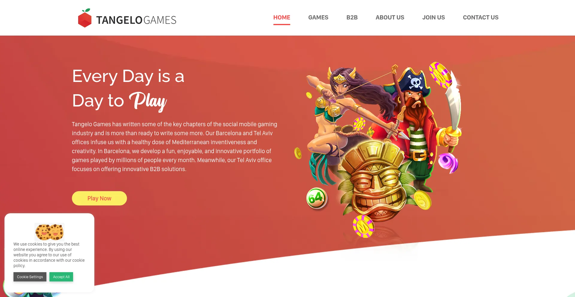 Website screenshot of Tangelogames.com