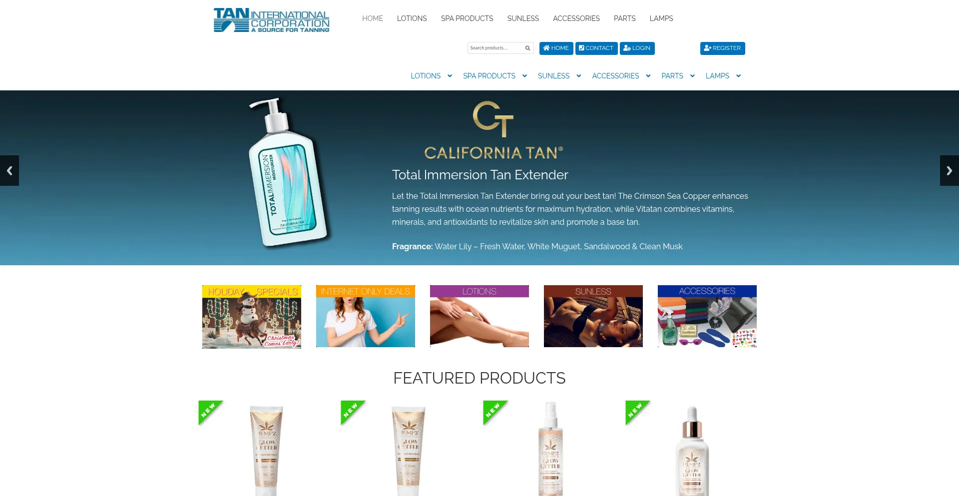 Website screenshot of Tanorder.com