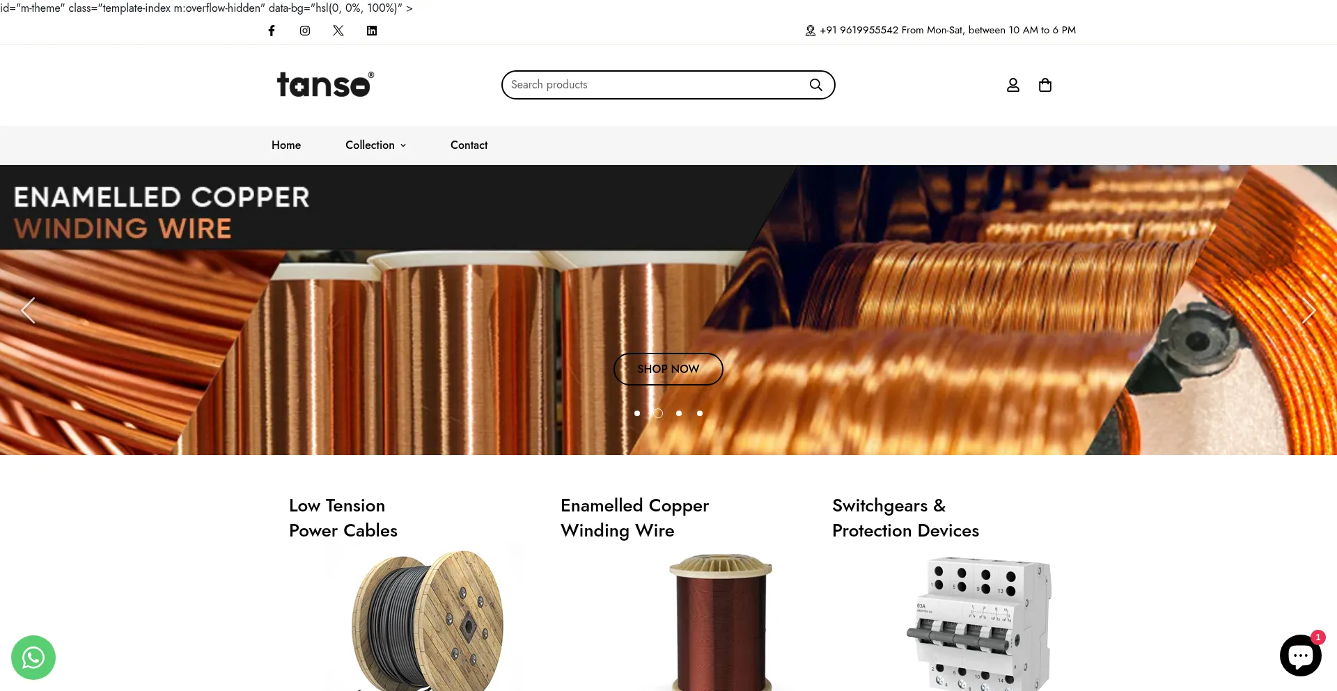 Website screenshot of Tansoindia.com