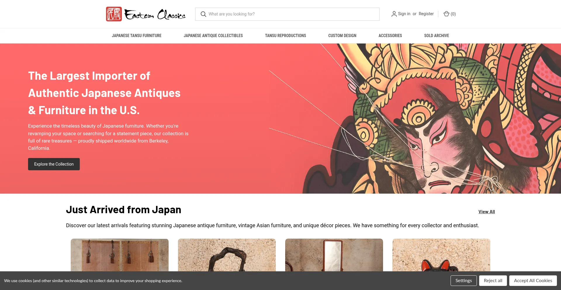 Website screenshot of Tansushop.com
