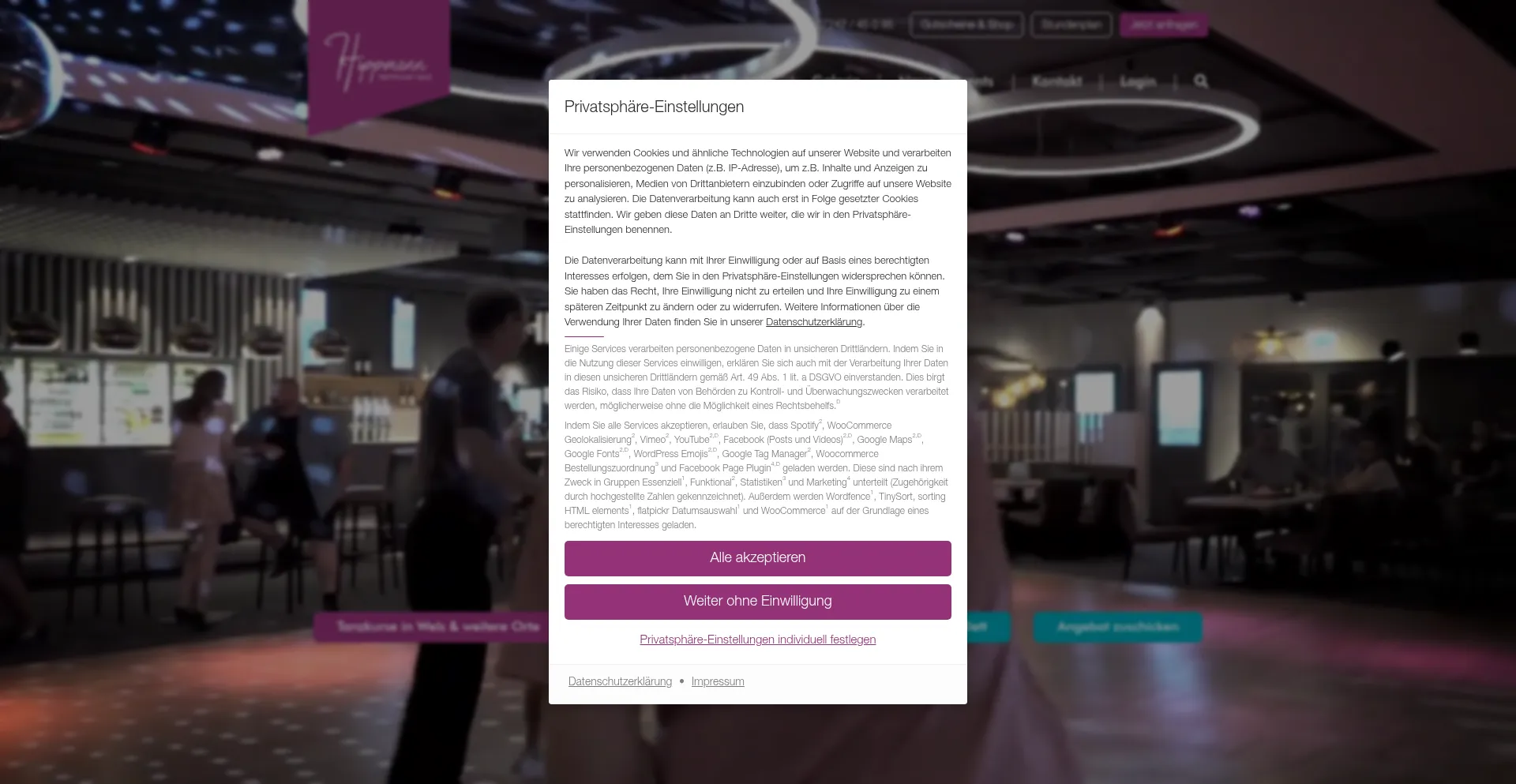Website screenshot of Tanzschule.at