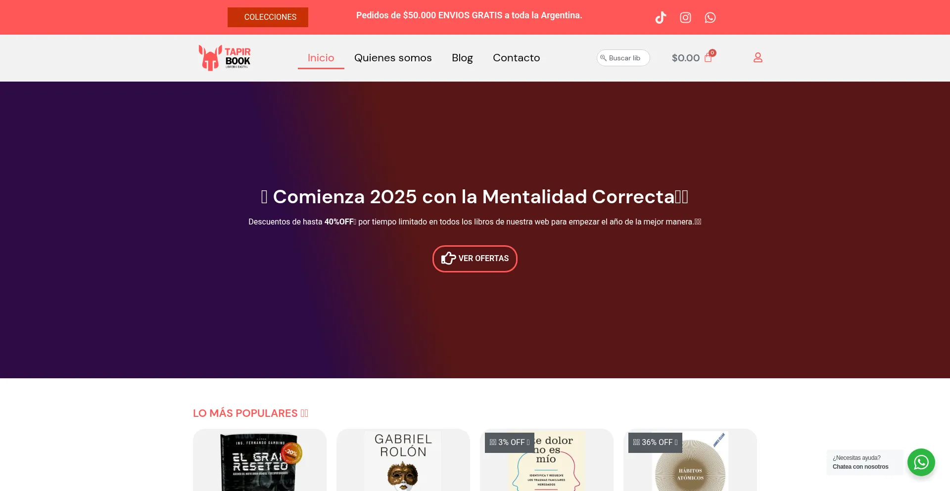 Website screenshot of Tapirbook.com