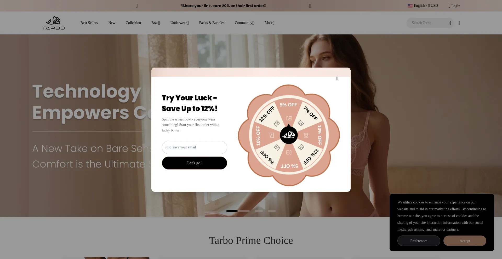 Website screenshot of Tarbo.com