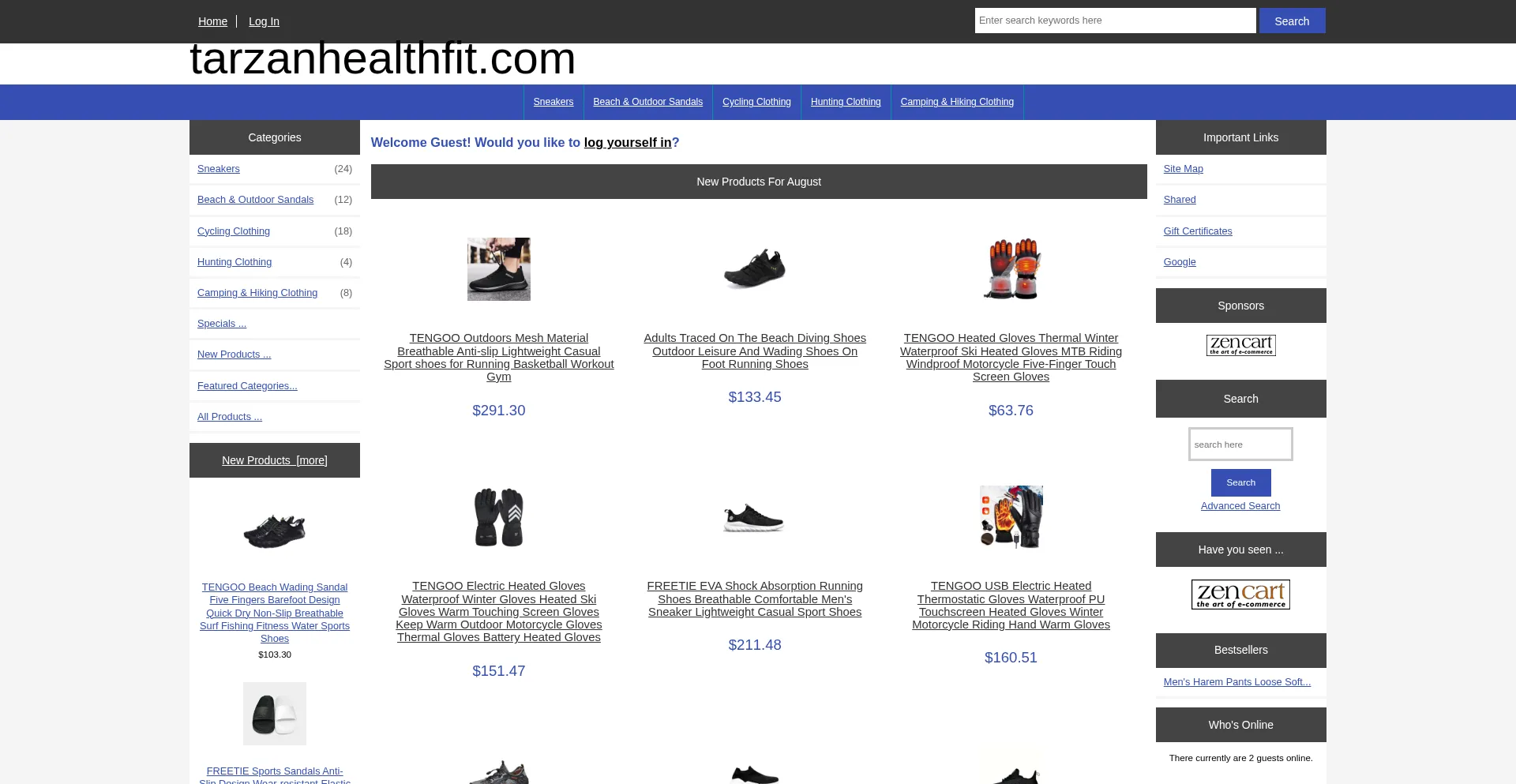 Website screenshot of Tarzanhealthfit.com