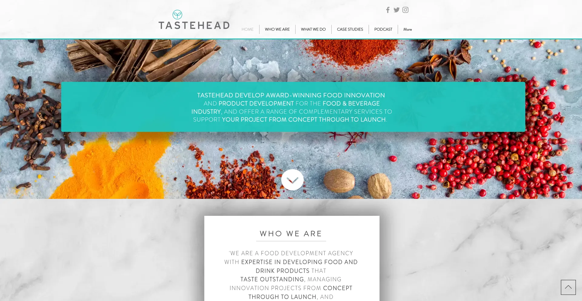 Website screenshot of Tastehead.com