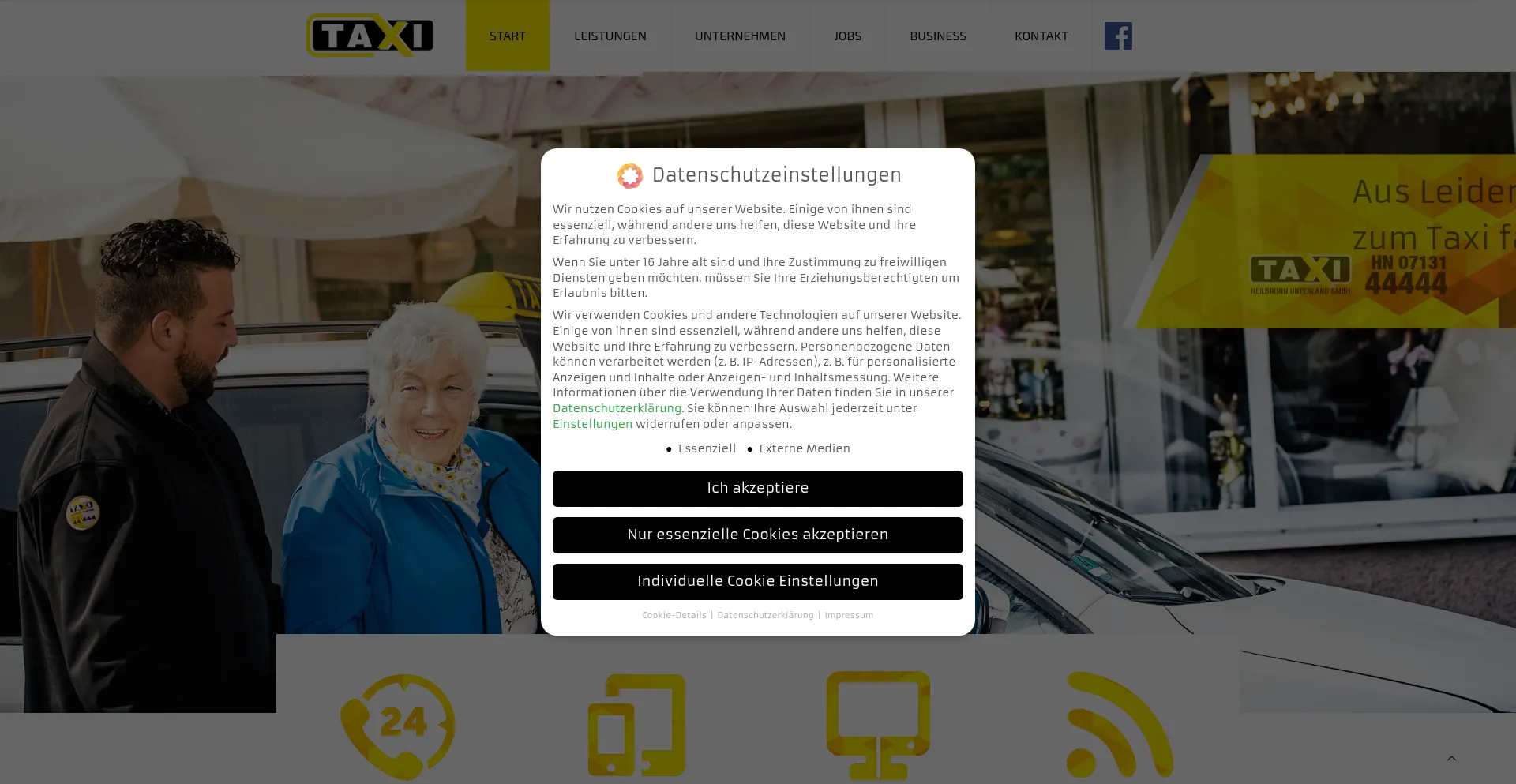 Website screenshot of Taxi-unterland.de