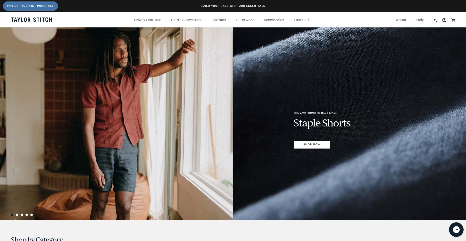Website screenshot of Taylorstitch.com