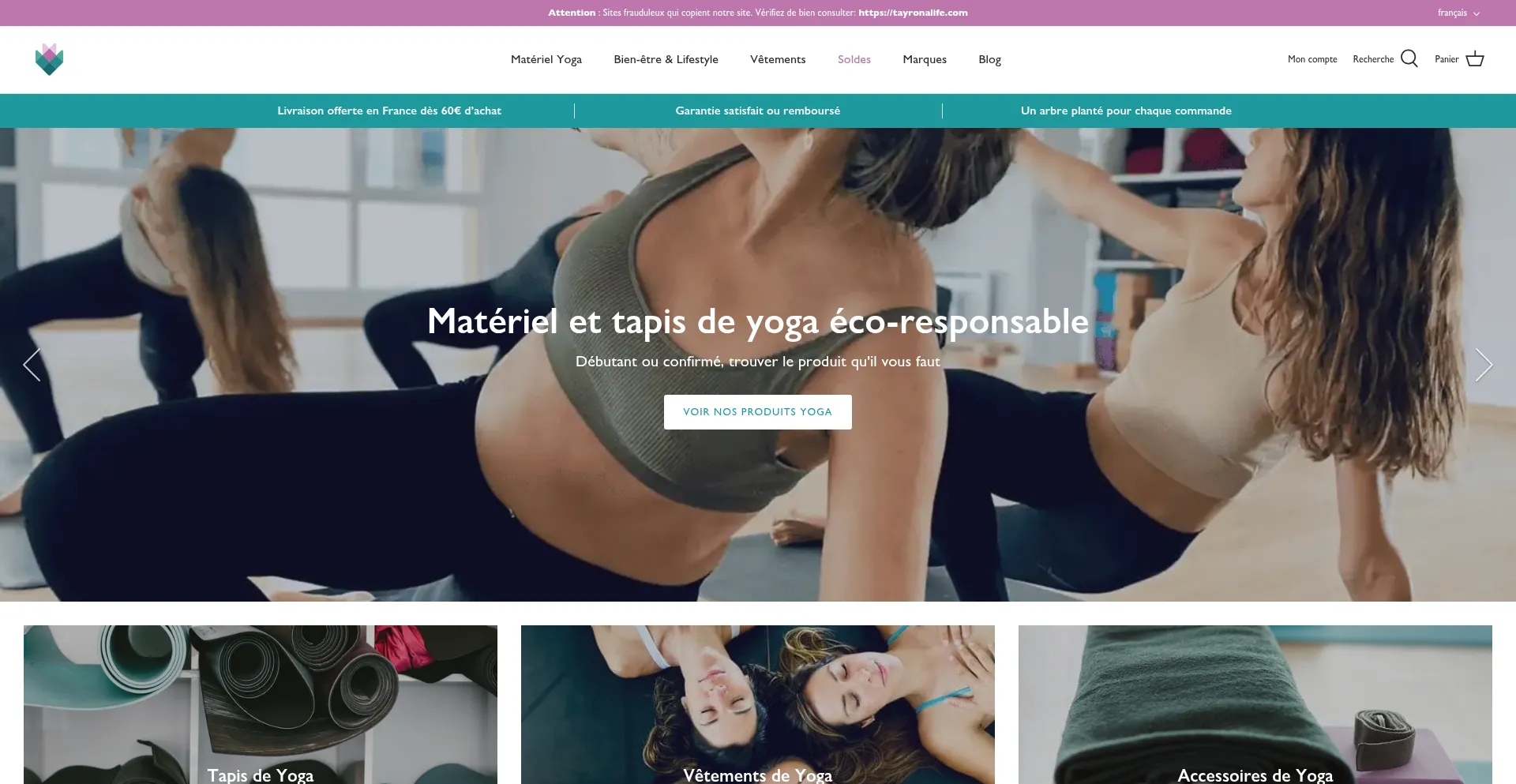 Website screenshot of Tayronalife.com
