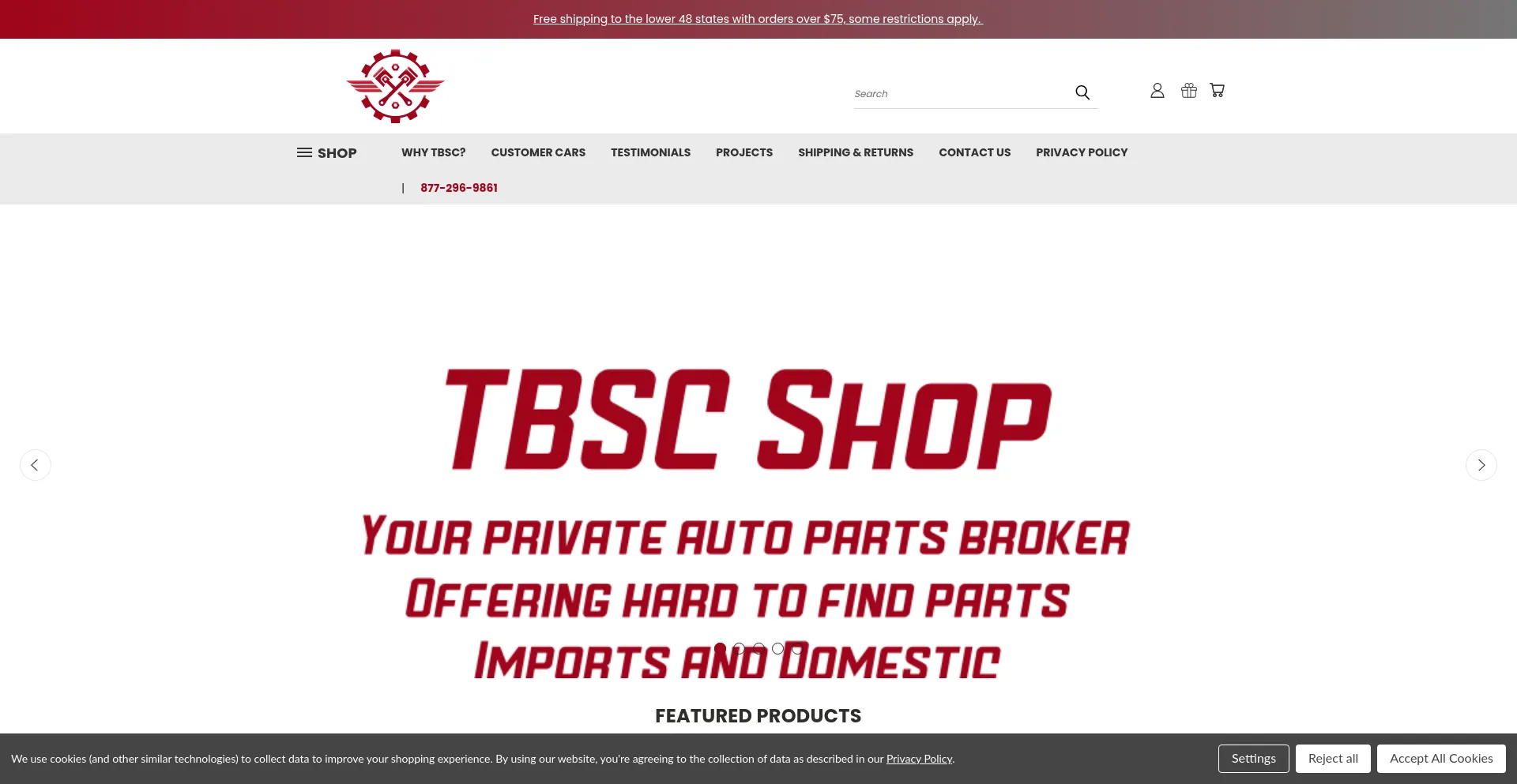 Website screenshot of Tbscshop.com
