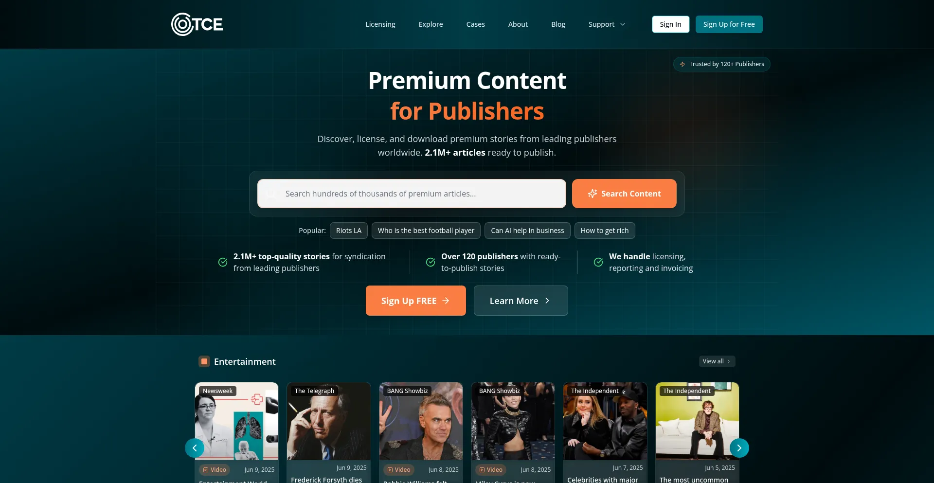 Website screenshot of Tce.exchange