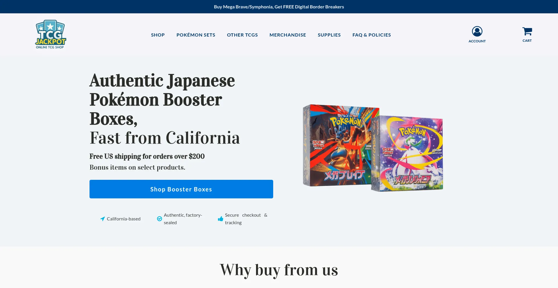 Website screenshot of Tcgjackpot.com