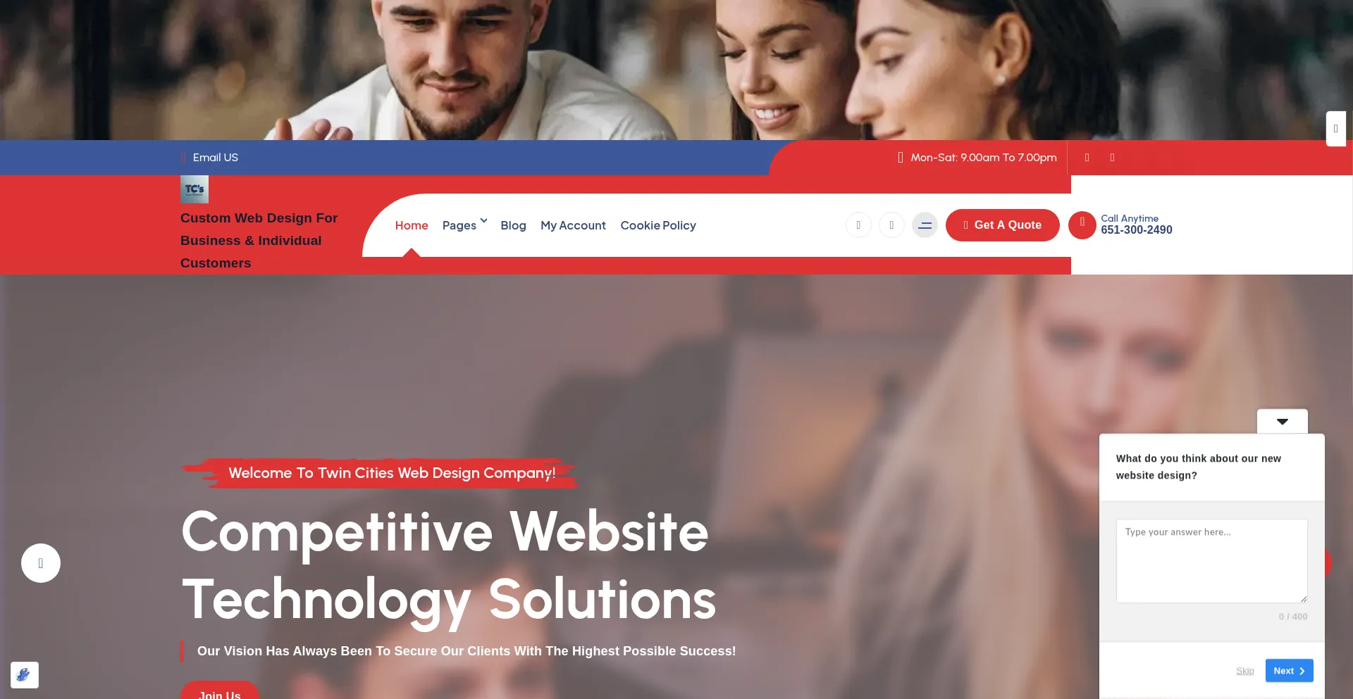 Website screenshot of Tcswebcompany.com