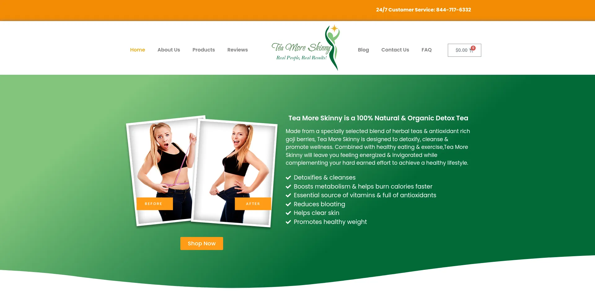Website screenshot of Teamoreskinny.com
