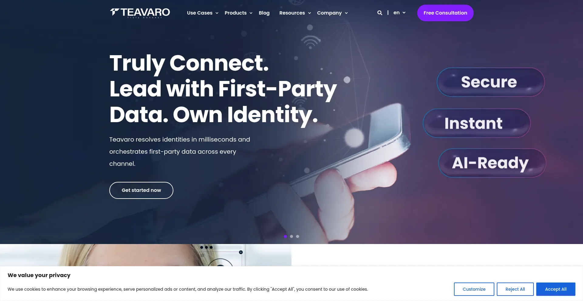 Website screenshot of Teavaro.com