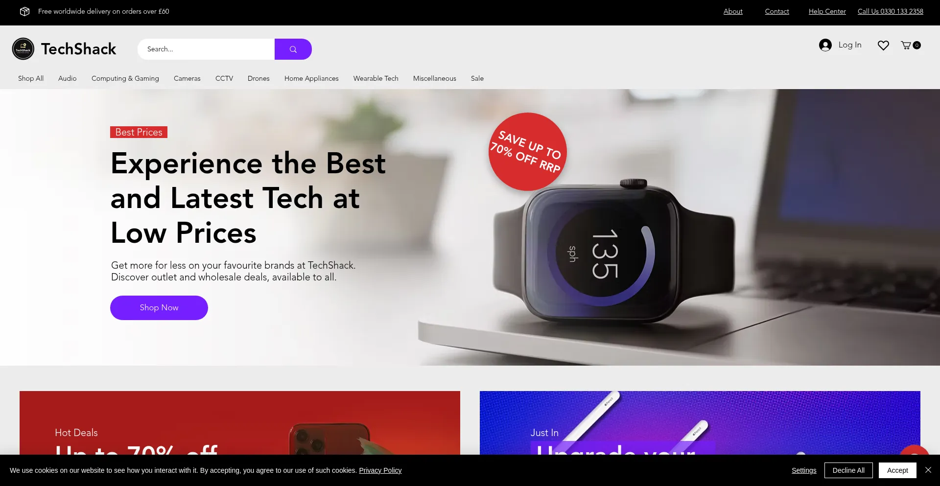 Website screenshot of Tech-shack.co.uk