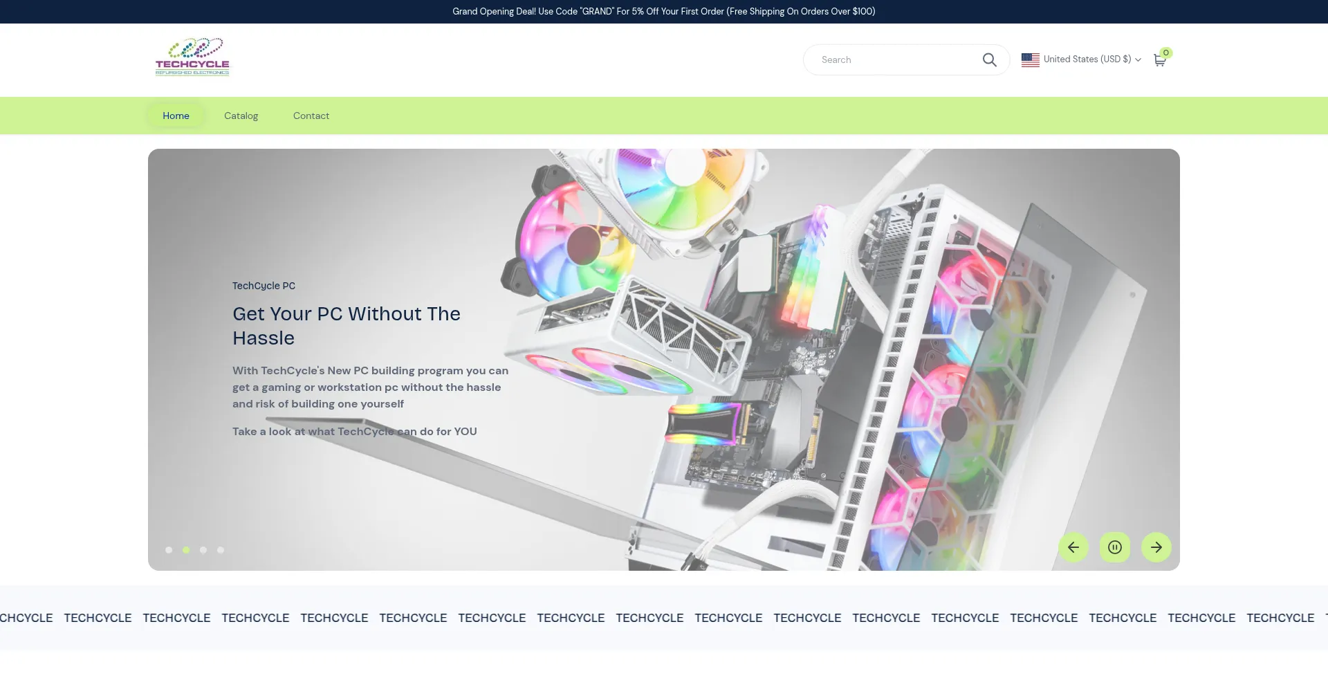 Website screenshot of Techcyclellc.com