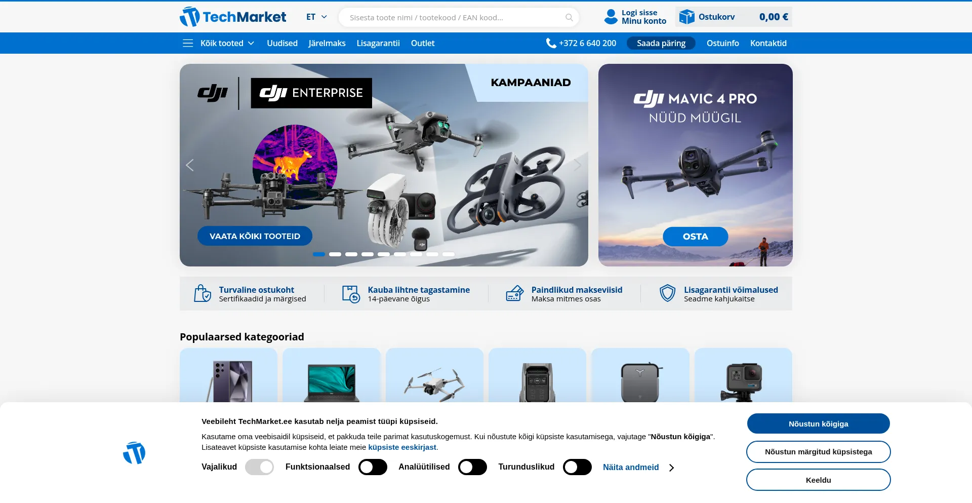Website screenshot of Techmarket.ee