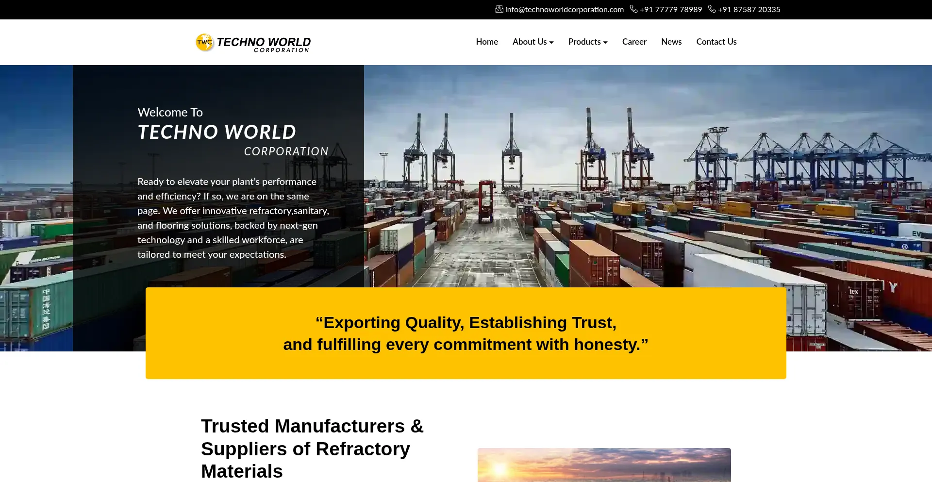 Website screenshot of Technoworldcorporation.com