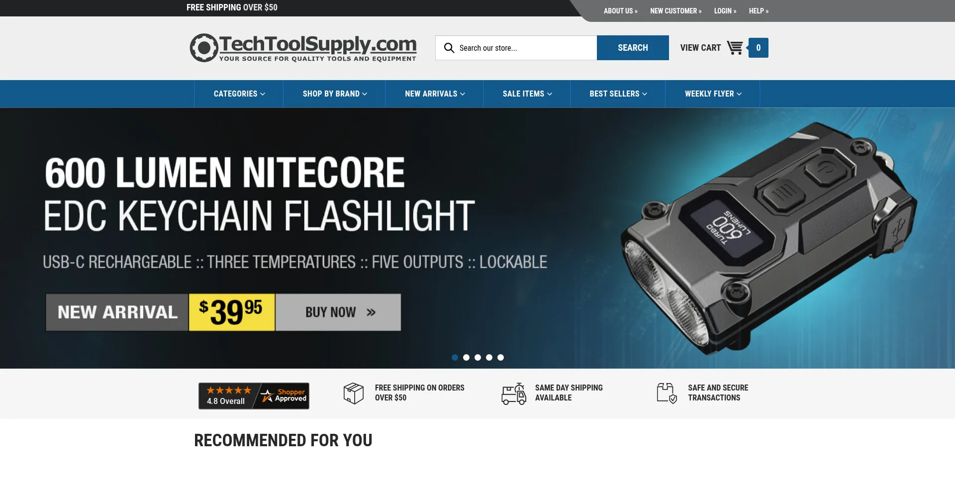 Website screenshot of Techtoolsupply.com