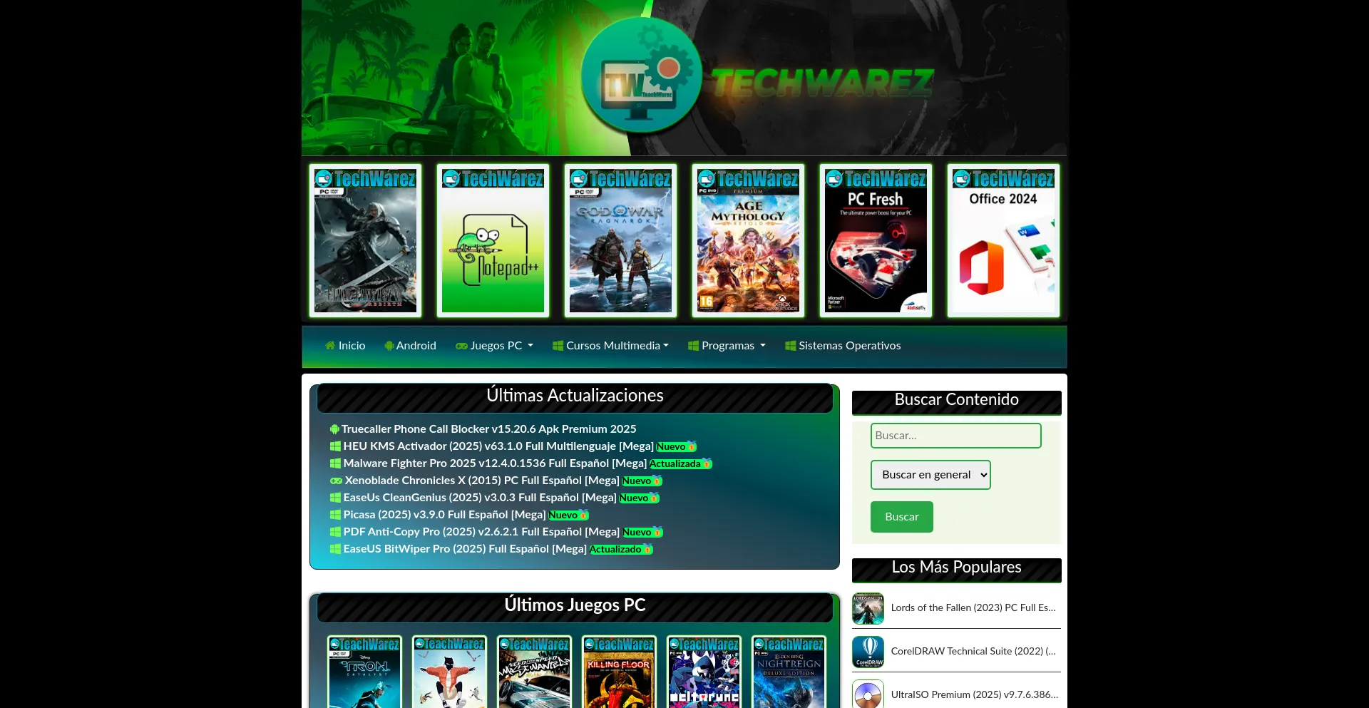 Website screenshot of Techwarez.org