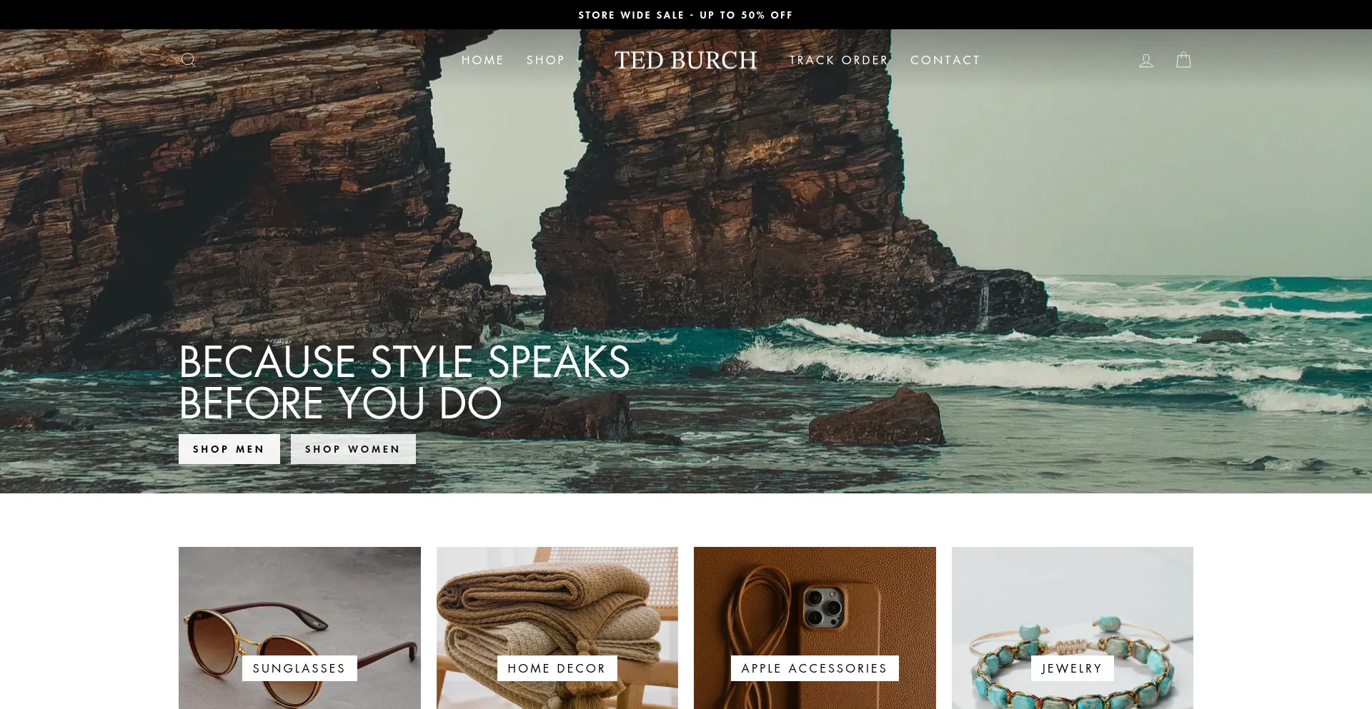 Website screenshot of Tedburch.com