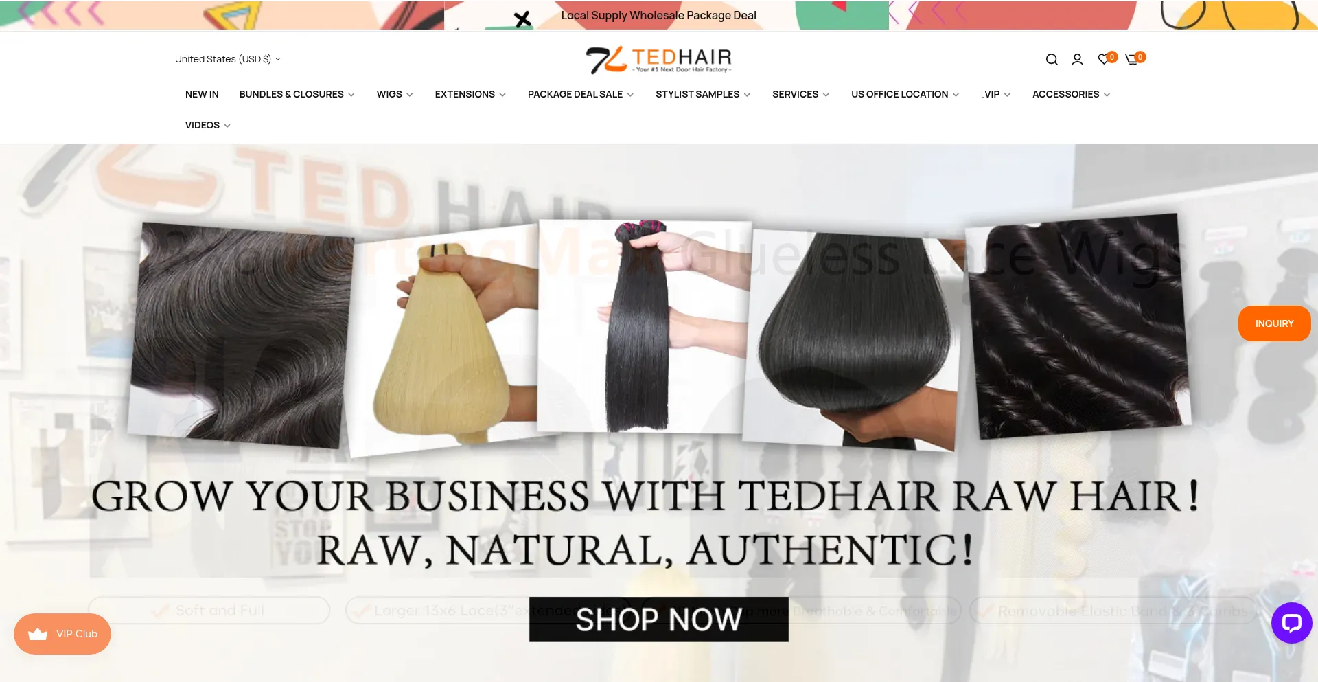 Website screenshot of Tedhair.com