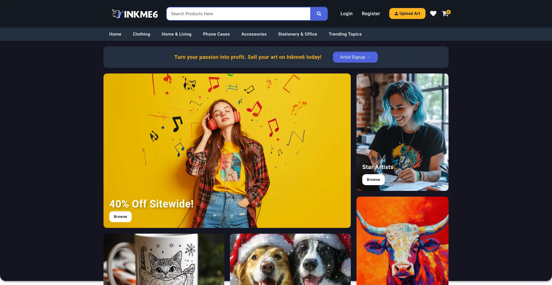 Website screenshot of Teehub.com