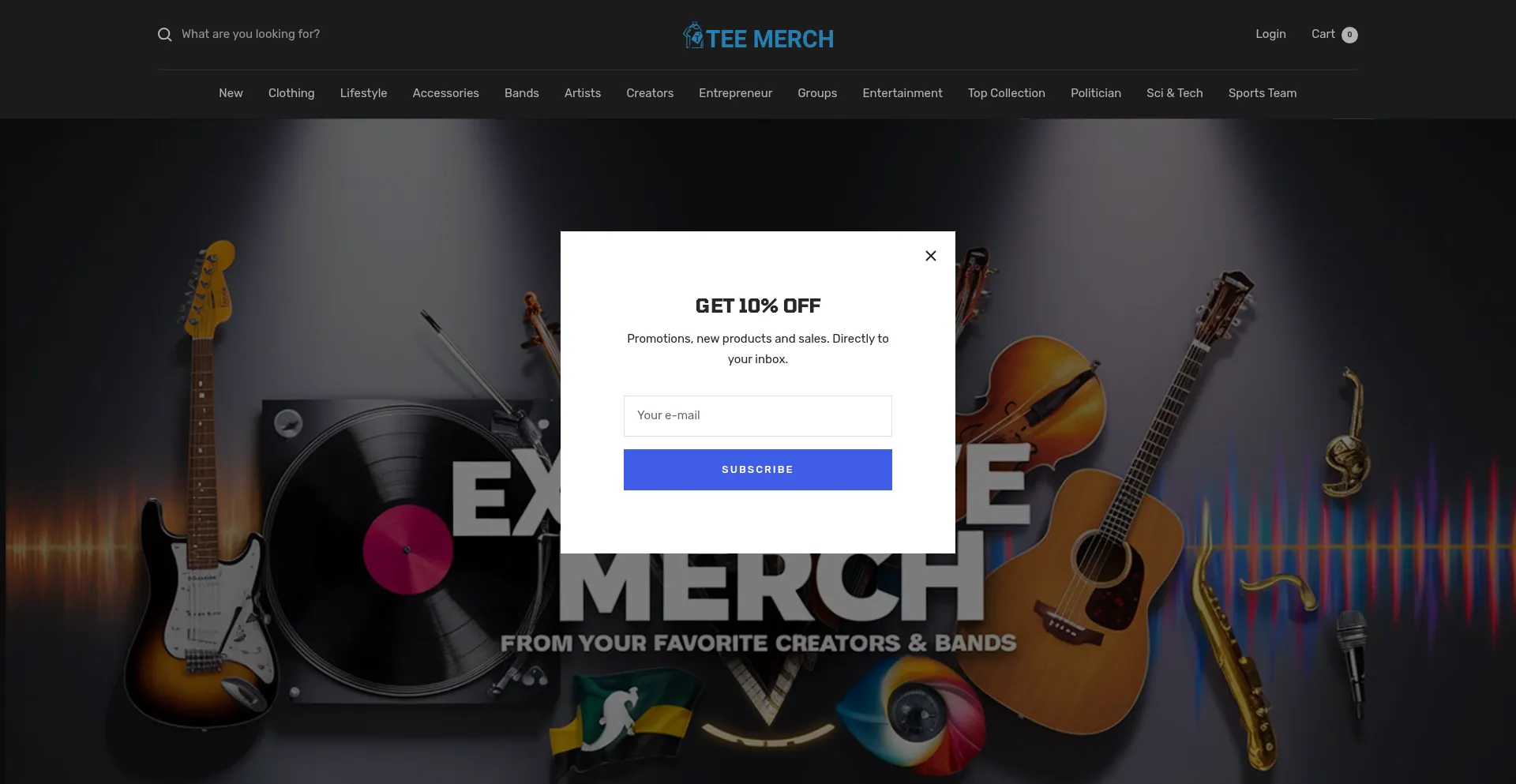 Website screenshot of Teemerch.com