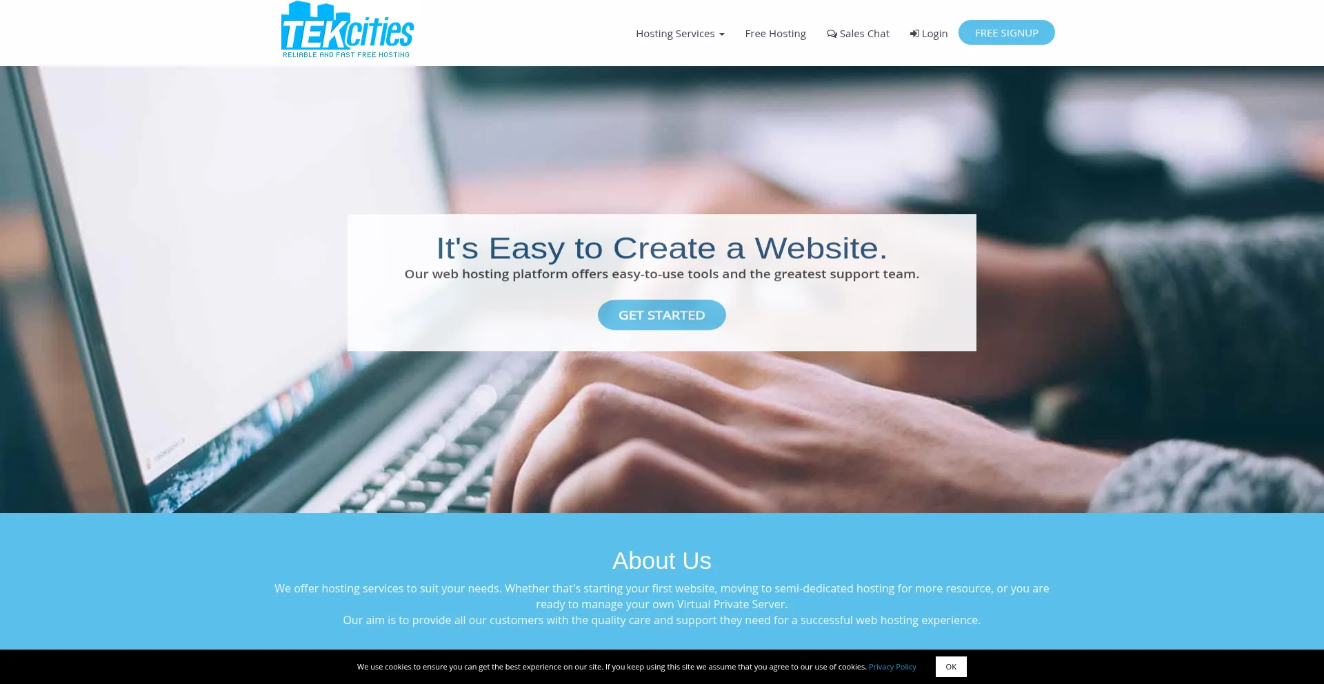 Website screenshot of Tekcities.com