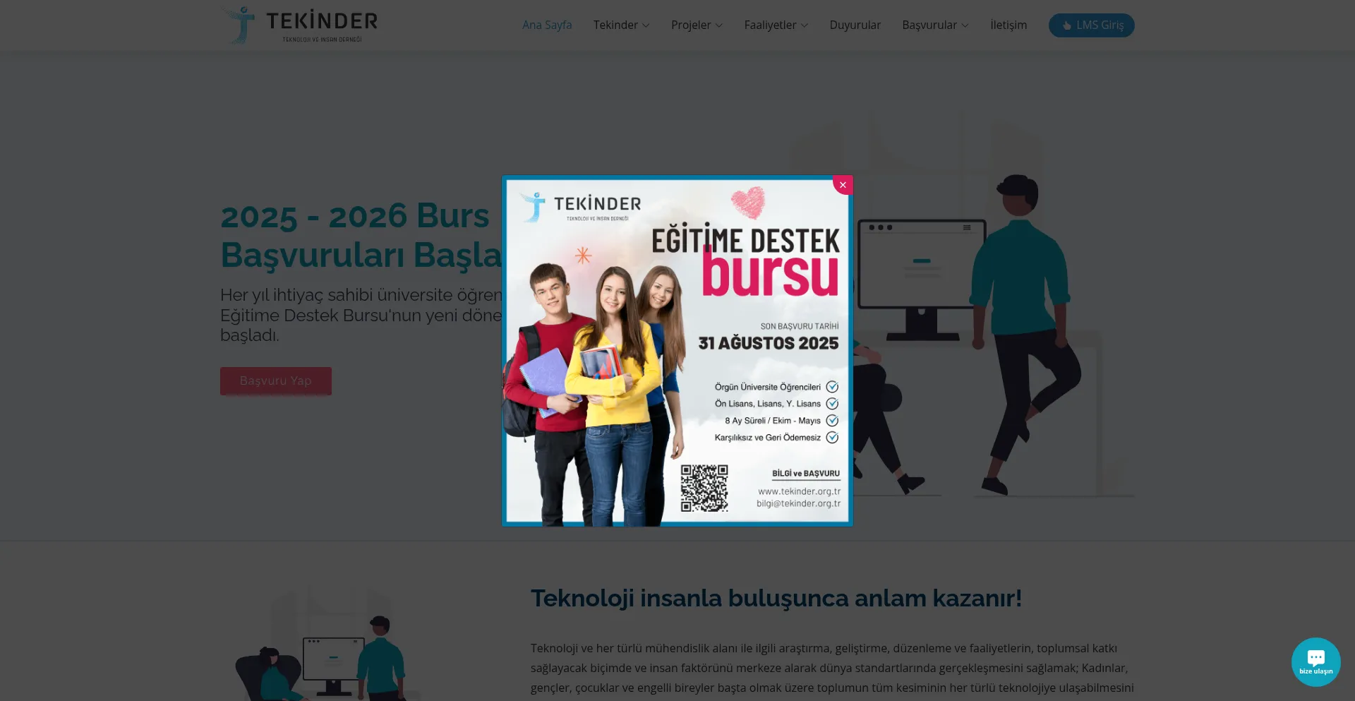 Website screenshot of Tekinder.org.tr