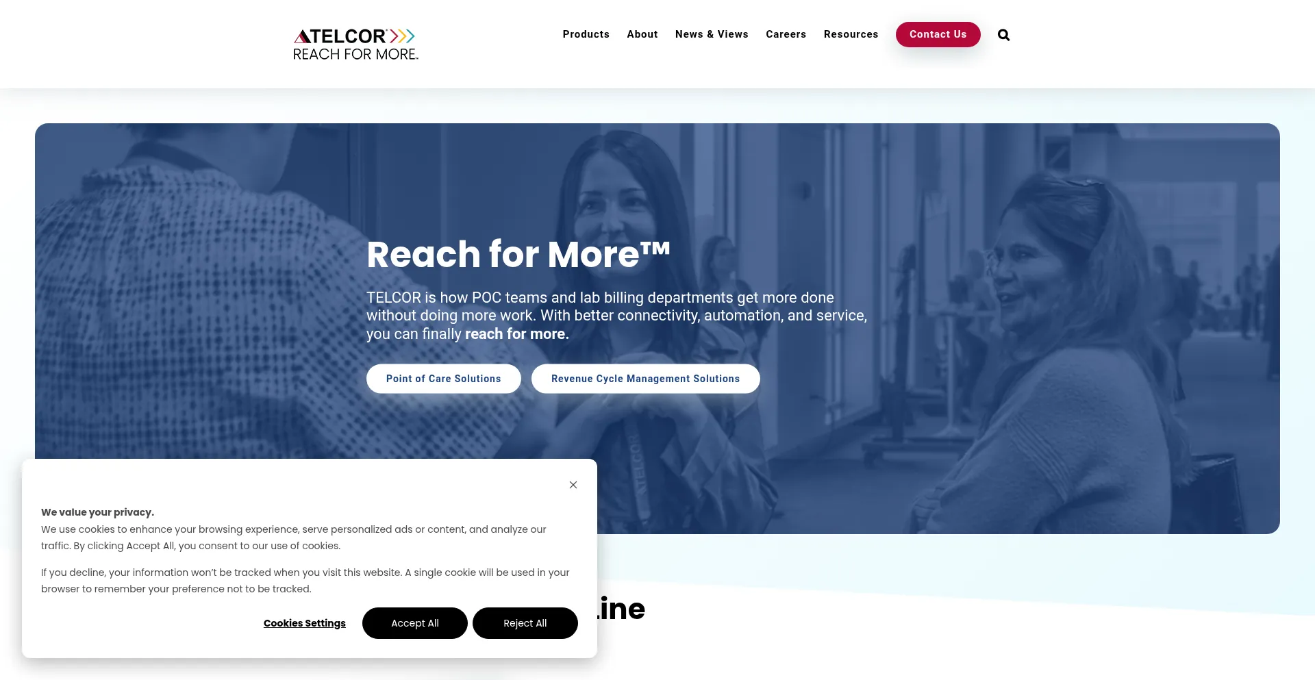 Website screenshot of Telcor.com