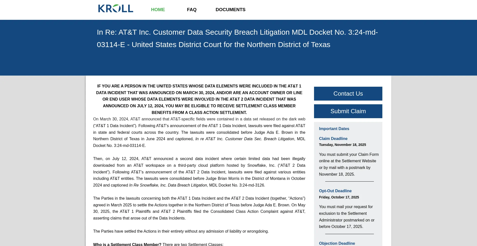 Telecomdatasettlement.com