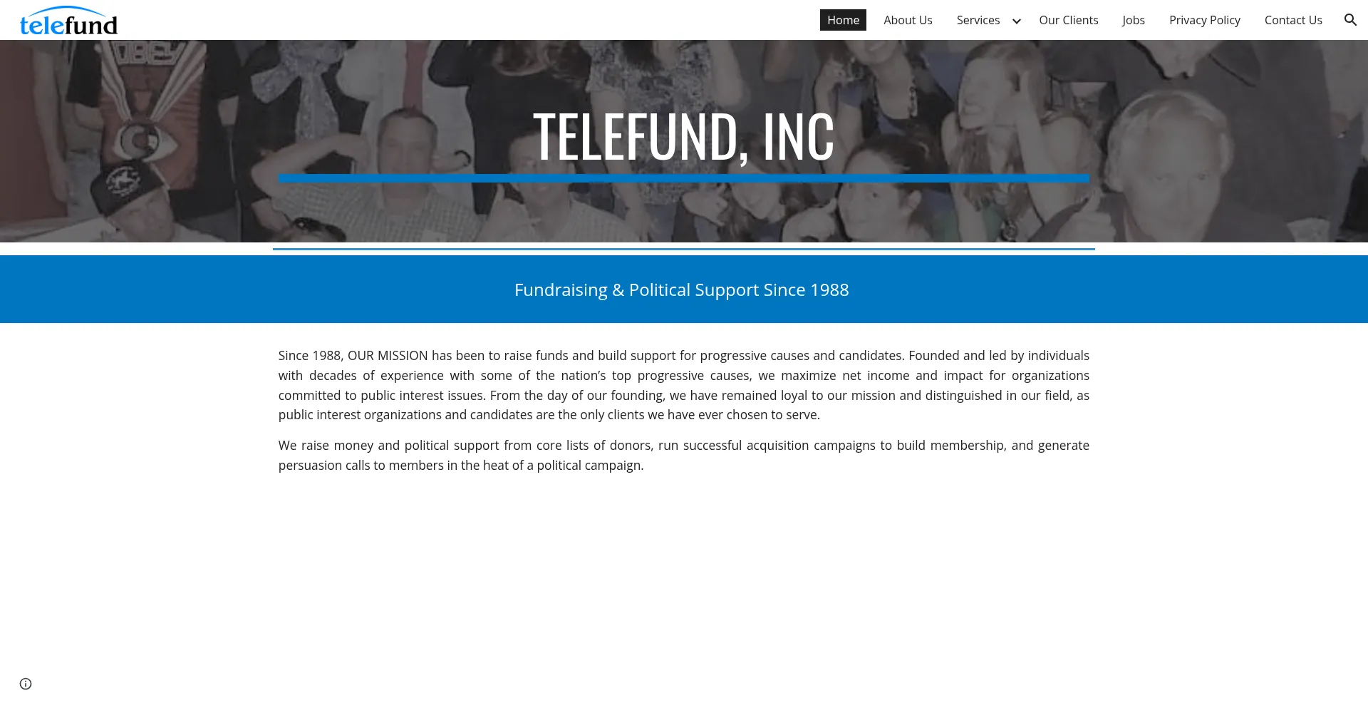 Website screenshot of Telefund.com