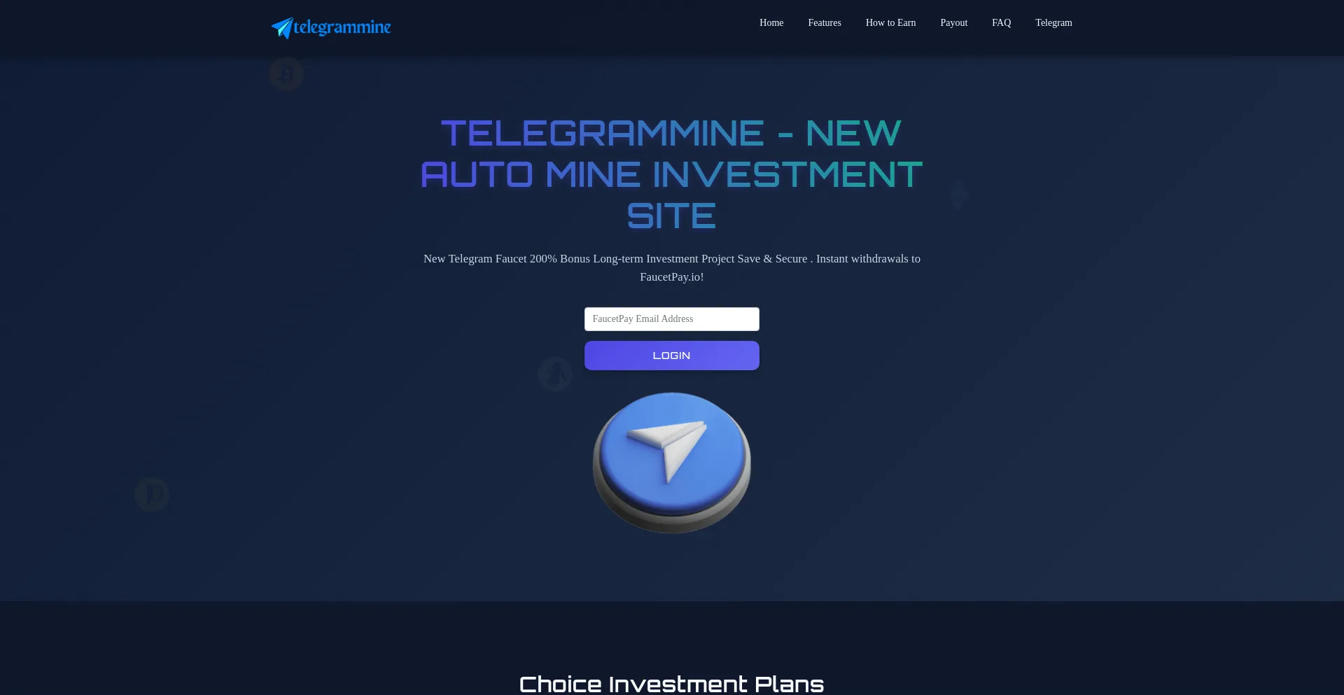 Website screenshot of Telegrammine.cloud